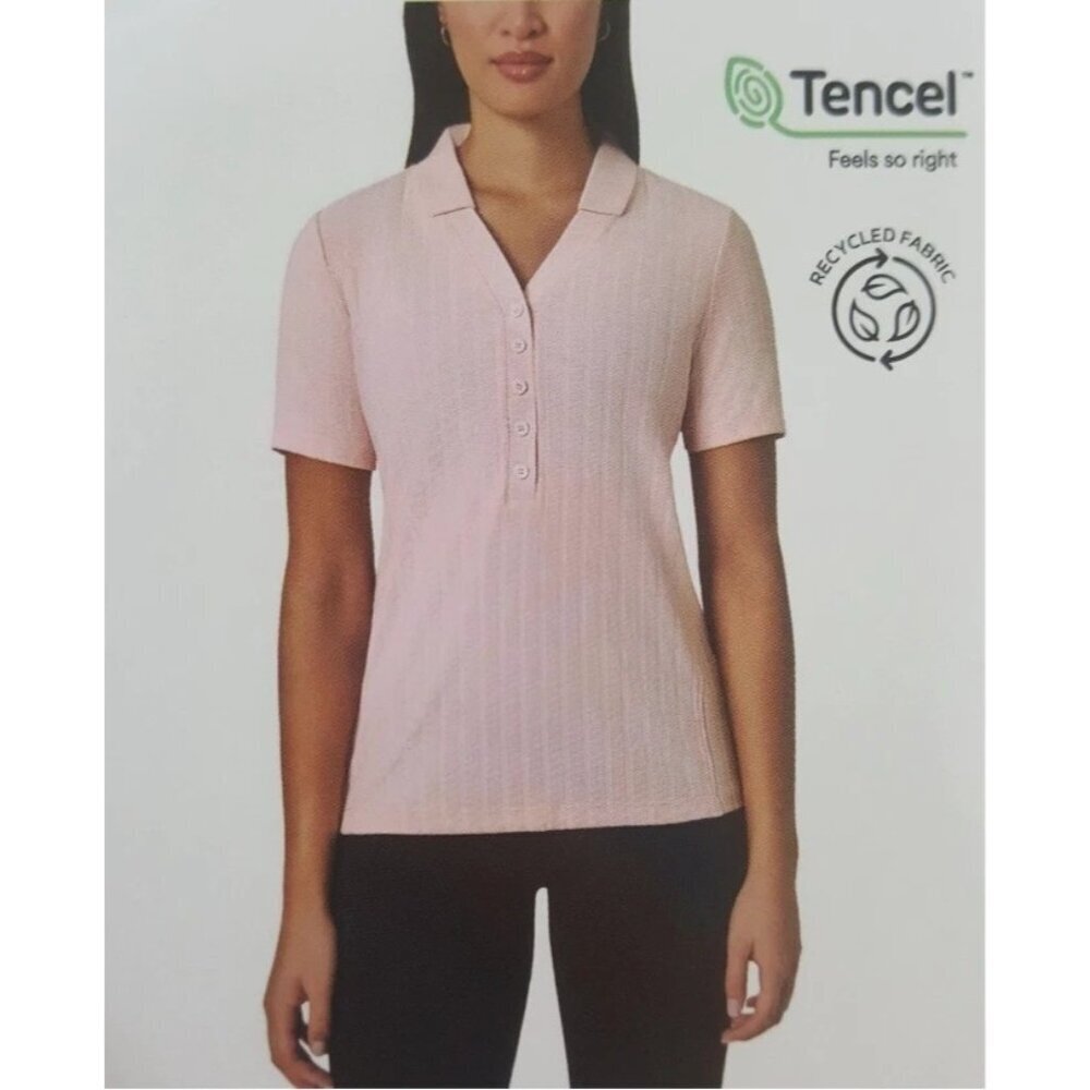 Mondetta Women's XXL Ribbed Polo Shirt Pink n1114